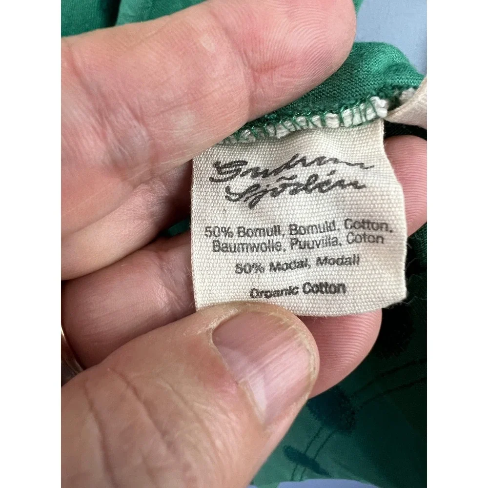 Gudrun Sjoden Tyra Jersey Organic Cotton Modal Green Polka Dot Tunic Top SZ M - Picture 6 of 7